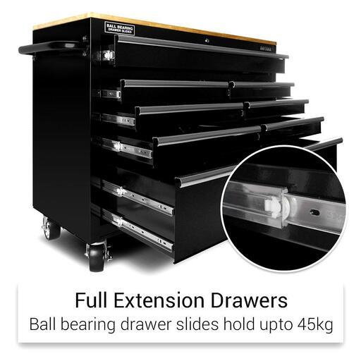 Daytona D46BB 1170mm (46") 9 Drawer Bottom Roller Cabinet With Wood Workbench Top – image 7