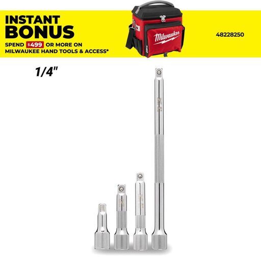 Milwaukee 48229340 4pce 1/4" Drive Extension Set