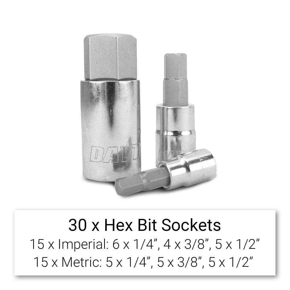 Daytona DHTS84 84pce 1/4", 3/8", 1/2" Metric 2.5-19mm & SAE 1/8"-3/8" Hex & Torx Socket Bit Set – image 5