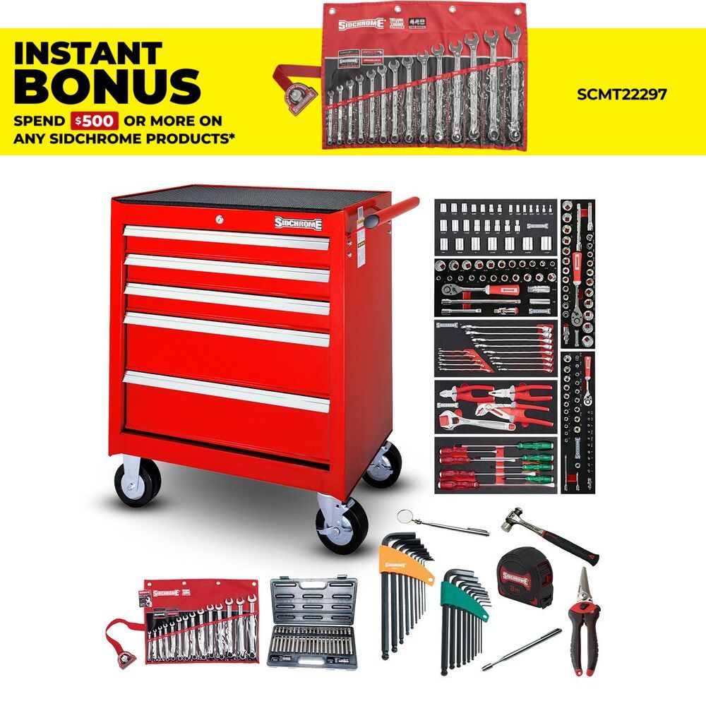 Sidchrome SCMT11224 224pce Metric & AF 5 Drawer Tool Chest Kit – image 1