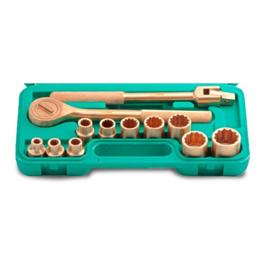 T&E Tools CB101F 13pce 1/2" Drive Copper Beryllium Socket Set