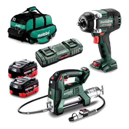 Metabo MET18MX2SB2HD5.5FA (AU68205450) 18V 2 x 5.5Ah Li-on Cordless Brushless Impact Wrench & Grease Gun 2pce Combo Kit – image 2
