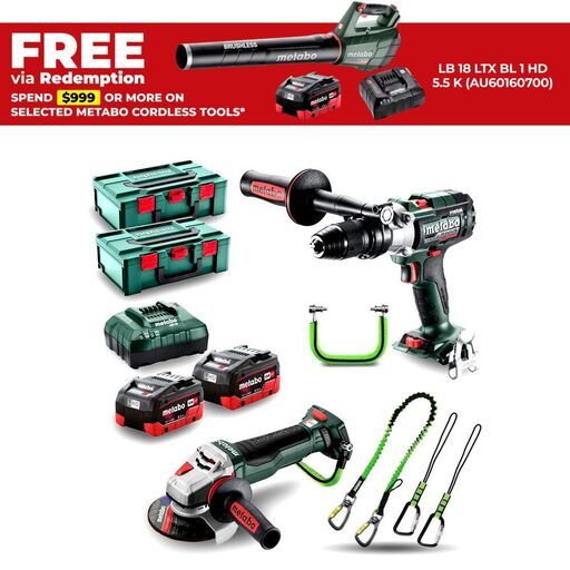 Metabo MET18BL2MB2HD5.5JK (AU68205850) 18V 5.5Ah Li-ion Brushless Cordless 2pce Combo Kit
