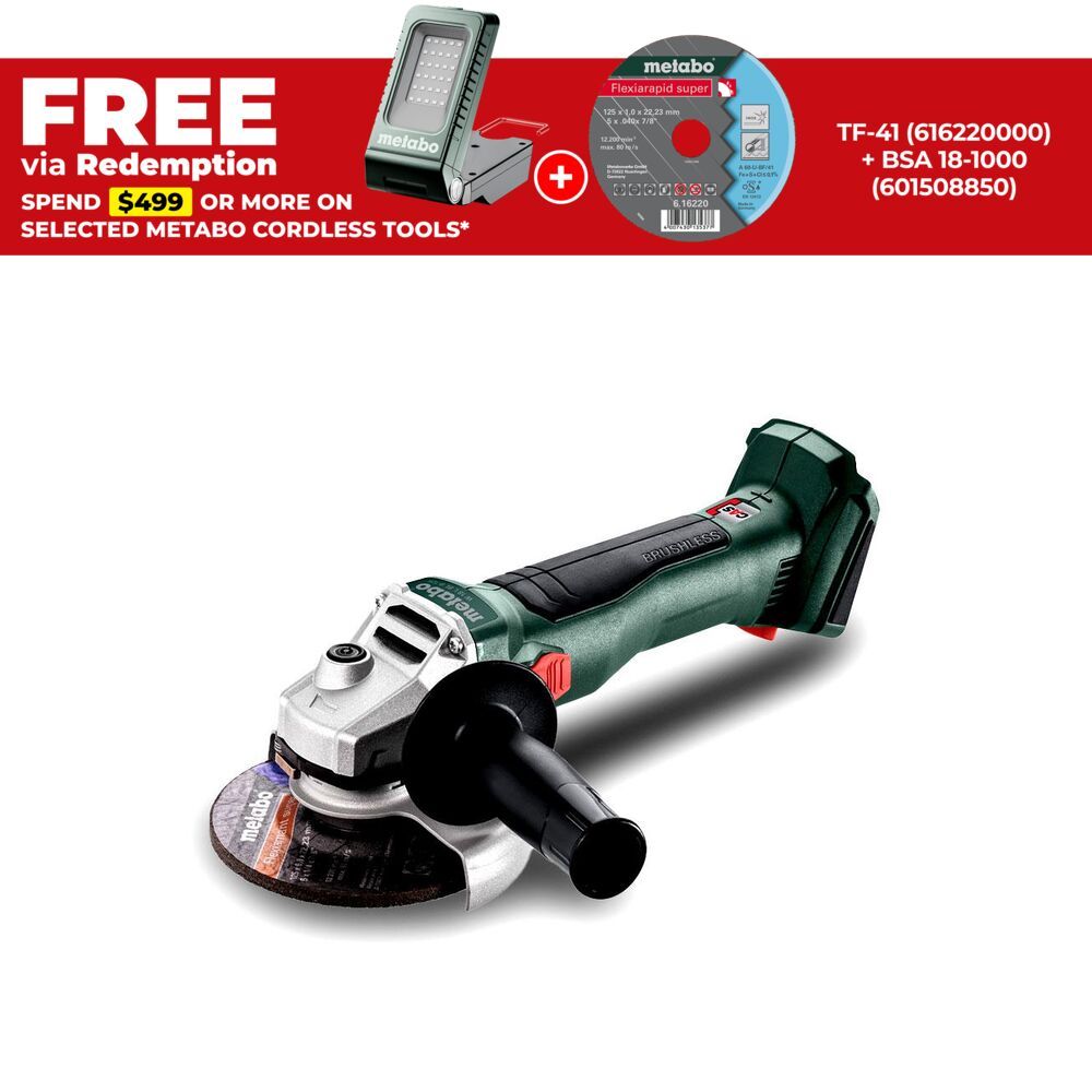 Metabo W 18 L BL 9-125	 (602374850) 18V Li-ion 125mm (5") Cordless Brushless Angle Grinder - Skin Only – image 1