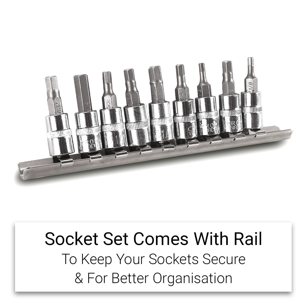 Daytona D914MSIS 9pce 1/4" Drive Metric/SAE InHex Socket Set