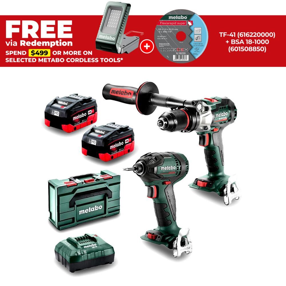 Metabo MET18BL2MB2HD8.0AQ (AU68203080) 18V 2 x 8.0Ah Cordless Brushless 2pce Combo Kit – image 1
