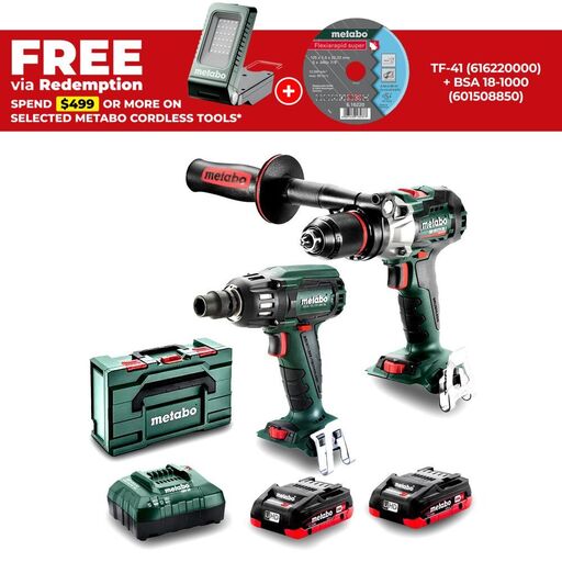 Metabo MET18BL2MB2HD4.0AC (AU68201840) 18V 2 x 4.0Ah Li-ion Cordless Brushless 2pce Combo Kit
