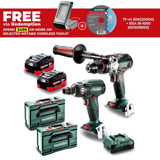 Metabo MET18BL2MB2HD8.0AS (AU68203280) 18V 2 x 8.0Ah Li-ion Cordless Brushless 2pce Combo Kit