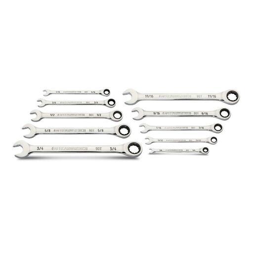 GEARWRENCH 87024 10pce 12 Point SAE 90T Combination Ratcheting Wrench Set – image 2