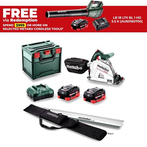 Metabo KT 18 LTX 66 BL 5.5 FS 160 K (AU60186601) 18V 5.5Ah Li-ion Cordless Brushless 165mm (6-1/2") Plunge Cut Circular Saw Combo Kit