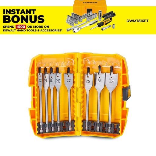 DeWalt DT4842-QZ 8pce Flatwood Spade Bit Set 