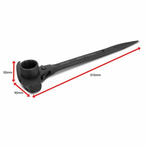 Daytona DPR1924  19mm (0.7") x 24mm (0.9") 4 in 1 Podger Ratchet With Claw Hammer – image 2