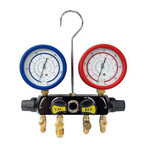 JAVAC MB4E86C 4-Way Ball Valve Refrigeration Manifold Set with 1.8m Hoses – image 2