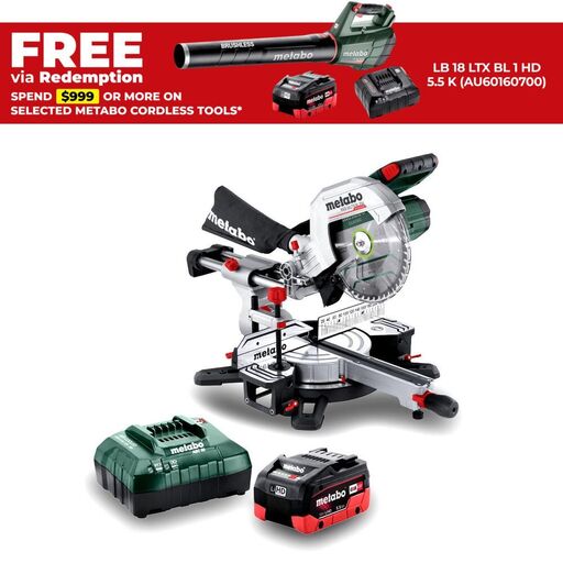 Metabo AU61425400 18V 5.5Ah 254mm Cordless Brushless Slide Compound Mitre Saw Combo Kit