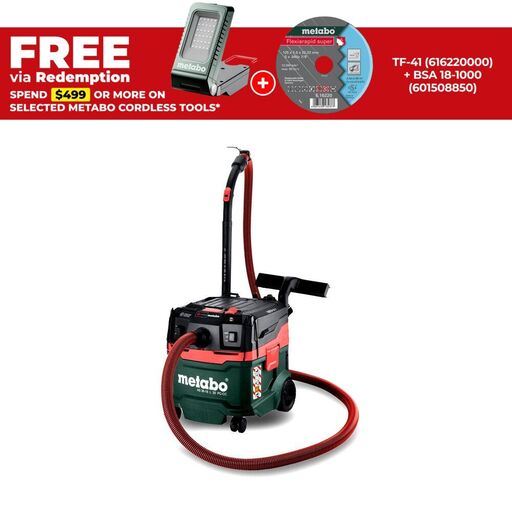Metabo AS 36-18 L 20 PC-CC (602072850) 36V (18V x 2) Li-ion Cordless Brushless 20L Wet & Dry L-Class Vacuum Cleaner - Skin Only