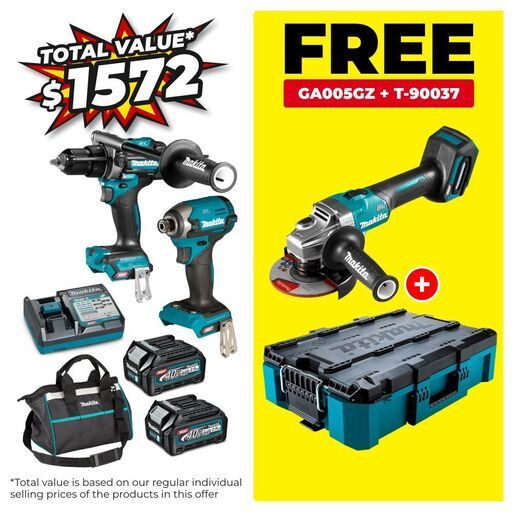Makita DK0176G206 40V Max 2.5Ah Li-ion Cordless Brushless 2pce Combo Kit