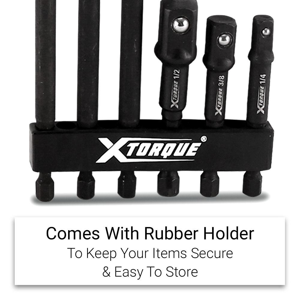 Xtorque XSA6 6PC 1/4'' Hex Shank to 1/4'', 3/8'', 1/2'' Square Socket Adapter Set – image 8