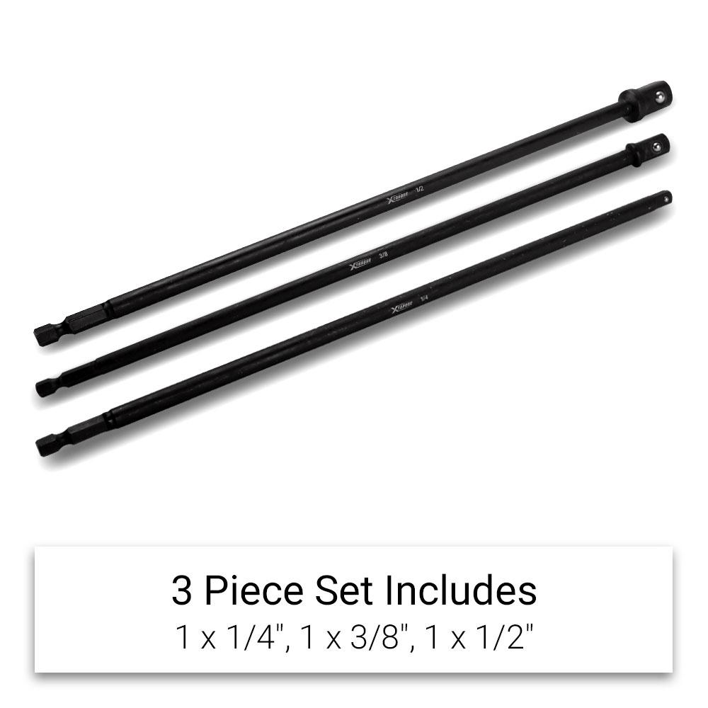Xtorque XSA300 3pce 1/4", 1/2" & 3/8" Drive 300mm Socket Adapter Set – image 2