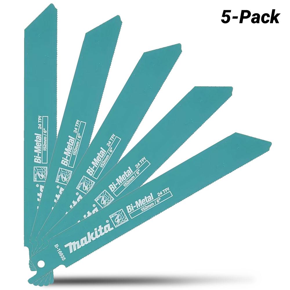 Makita B-16835 5-Pack 152mm 24TPI Bi-Metal Reciprocating Blades – image 1
