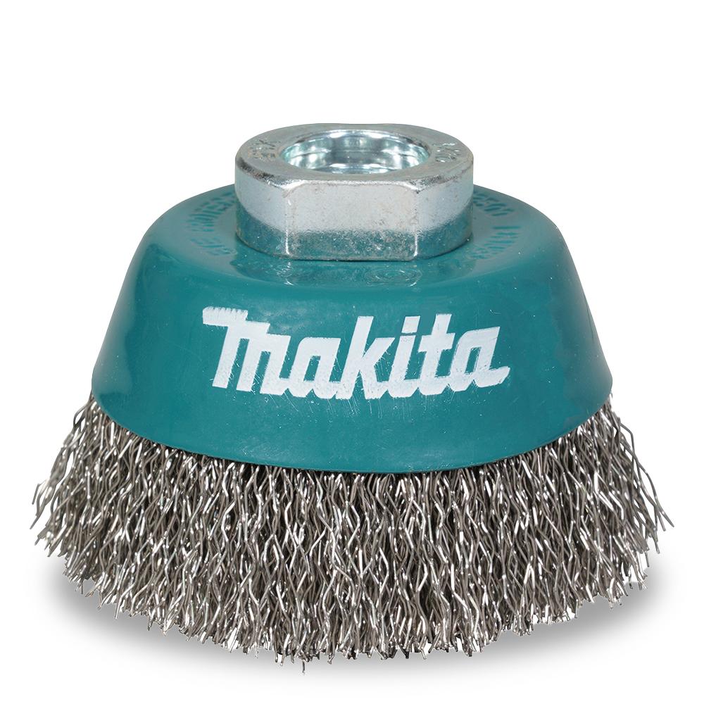 Makita D-77425 65mm x M10-1.5 Stainless Steel Cup Brush Crimped Suits 100mm Angle Grinders  – image 2