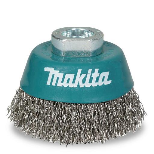 Makita D-77425 65mm x M10-1.5 Stainless Steel Cup Brush Crimped Suits 100mm Angle Grinders  – image 2