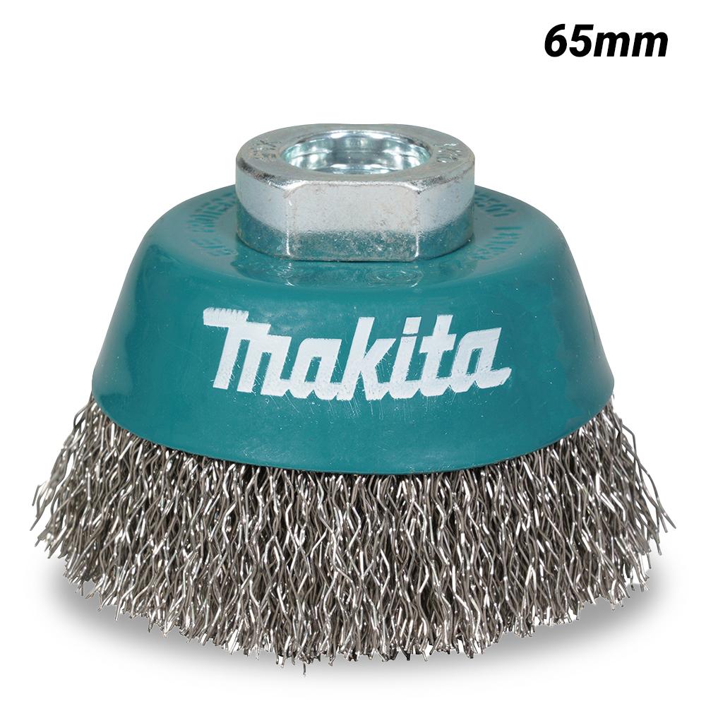 Makita D-77425 65mm x M10-1.5 Stainless Steel Cup Brush Crimped Suits 100mm Angle Grinders  – image 1