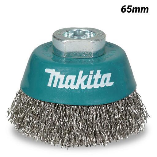 Makita D-77425 65mm x M10-1.5 Stainless Steel Cup Brush Crimped Suits 100mm Angle Grinders 