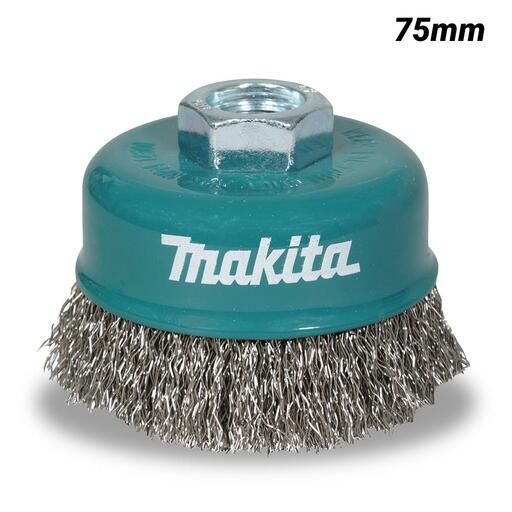 Makita D-77453 75mm x M14-2 Stainless Steel Brush Crimped Suits 115/125mm Angle Grinders 