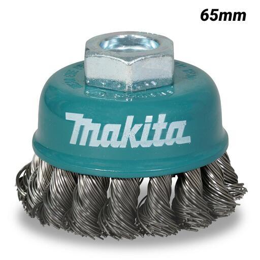 Makita D-77469 65mm x M10-1.5 Stainless Steel Cup Brush Knotted Suits 100mm Angle Grinders 