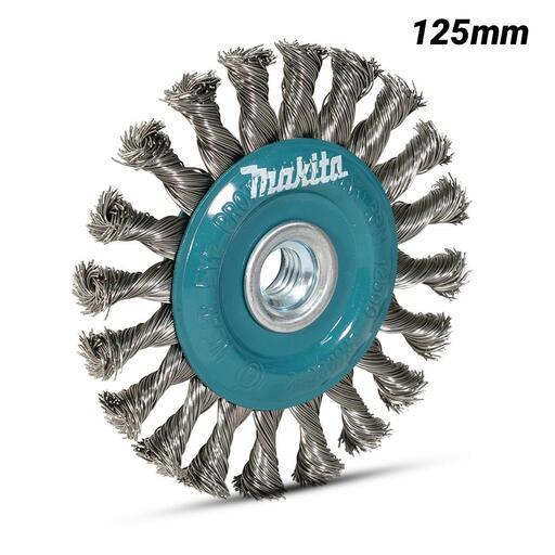 Makita D-77540 125mm x M14-2 Stainless Steel Wheel Brush Knot Suits 125mm Angle Grinders 