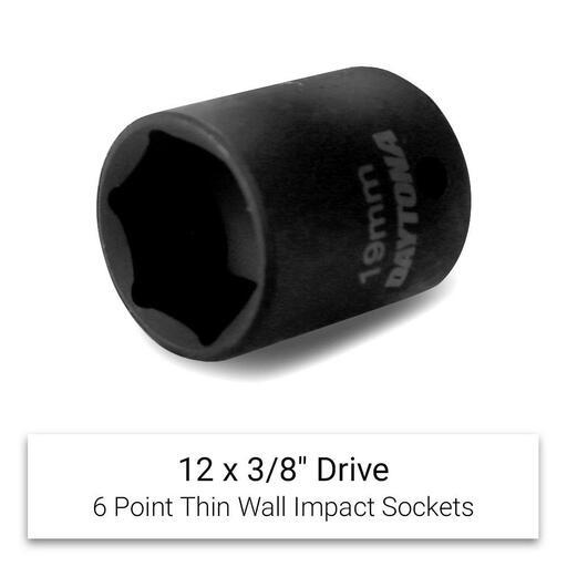 Daytona DTW1238 12pce 3/8" Drive Thin Wall 8-19mm Metric Impact Socket Set – image 5
