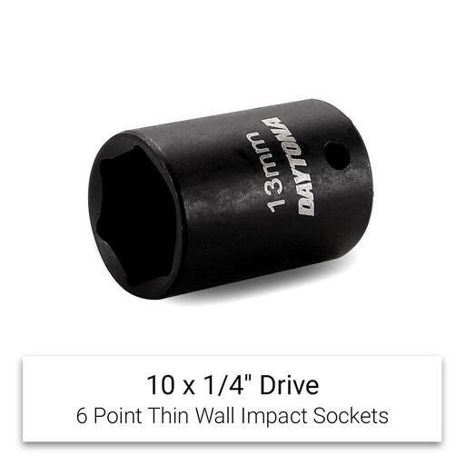 Daytona DTW1014 10pce 1/4" Drive Thin Wall 4-13mm Metric Impact Socket Set – image 5