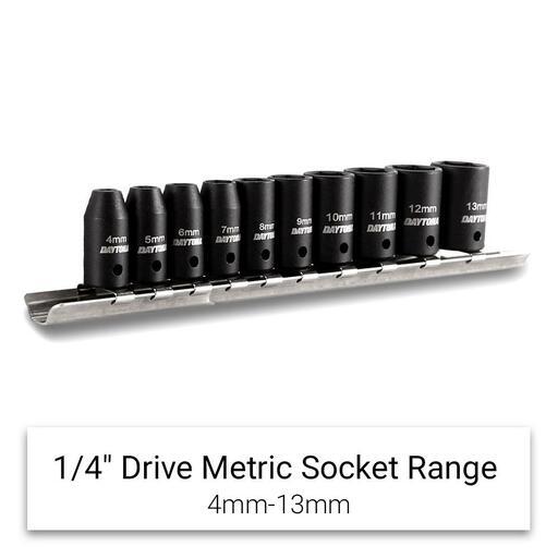 Daytona DTW1014 10pce 1/4" Drive Thin Wall 4-13mm Metric Impact Socket Set – image 2