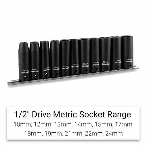 Daytona DTW1112 11pce 1/2" Drive Thin Wall 10-24mm Metric Deep Impact Socket Set – image 2