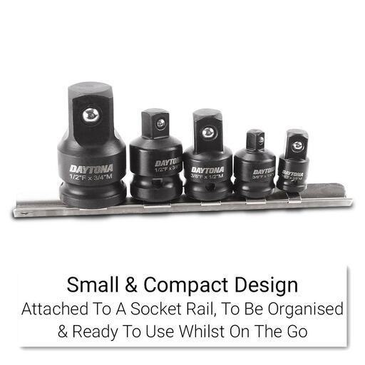 Daytona DIAS5 5pce Imperial Adaptor 1/4"-1/2" Impact Socket Rail Set – image 3