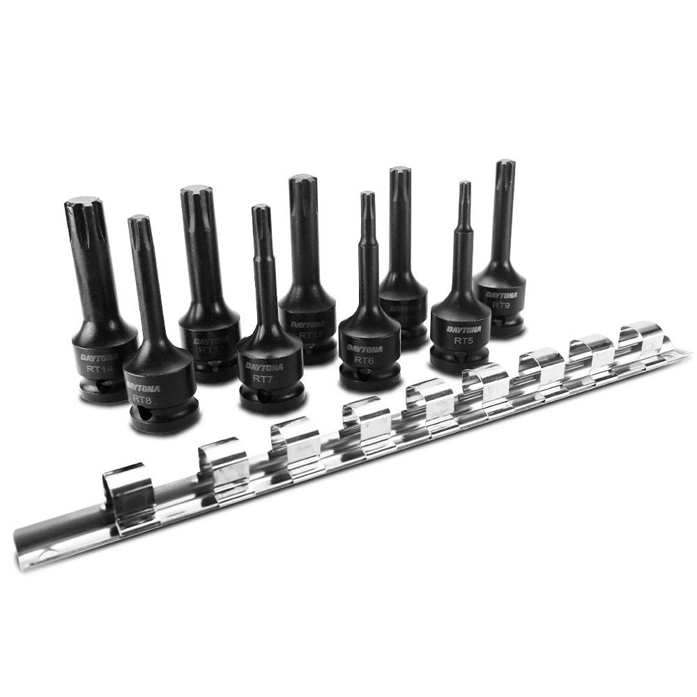 Daytona DRIS9 9pce 1/2" RT5-RT14 Ribe Impact Socket Set On Rail – image 1