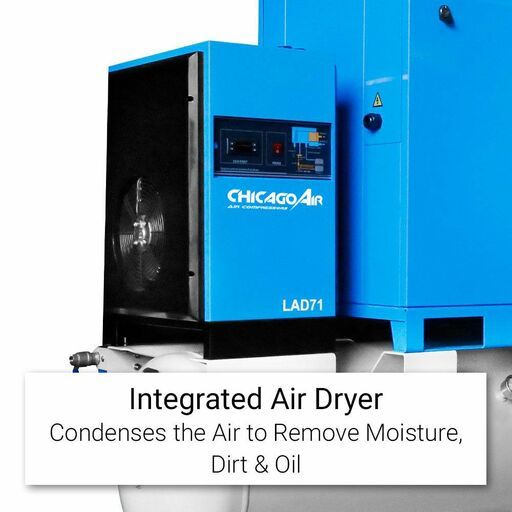 Chicago Air L10LDR 10HP Rotary Screw Compressor With Dryer & Tank – image 3