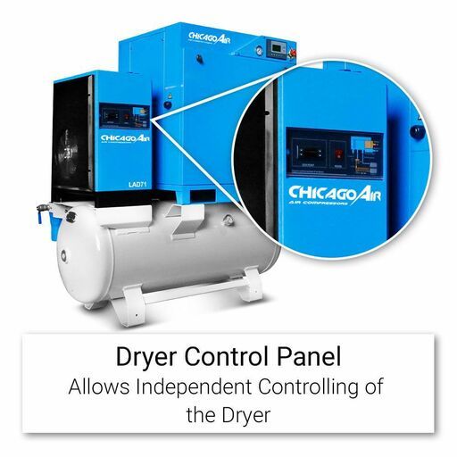 Chicago Air L10LDR 10HP Rotary Screw Compressor With Dryer & Tank – image 6