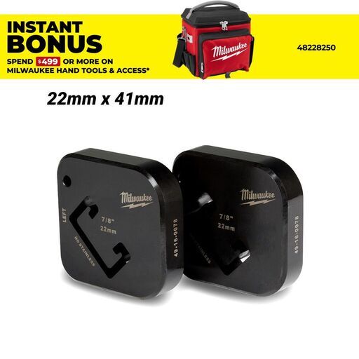 Milwaukee 49160078 22mm x 41mm Single Channel Die Set to Suit 18V Li-ion Cordless Strut Shear