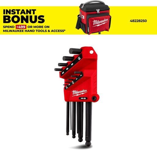Milwaukee 48222186 9pce Metric L-Style with Ball End Hex Key Set