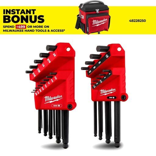 Milwaukee 48222187 22pce SAE/Metric L-Style with Ball End Hex Key Set