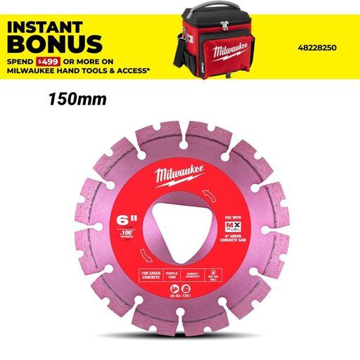 Milwaukee 49937261 150mm (6") Green Concrete Diamond Blade - Purple