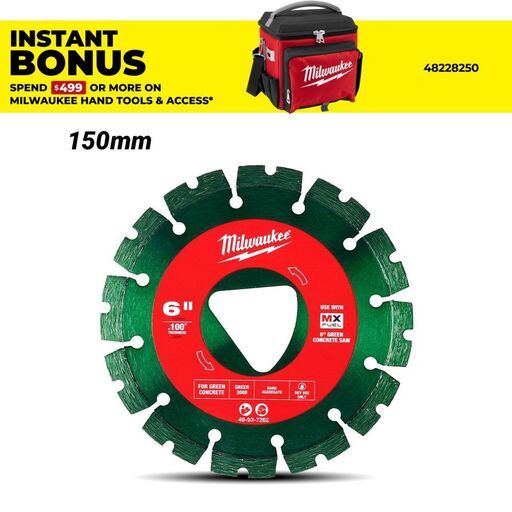 Milwaukee 49937262 150mm (6") Green Concrete Diamond Blade - Green