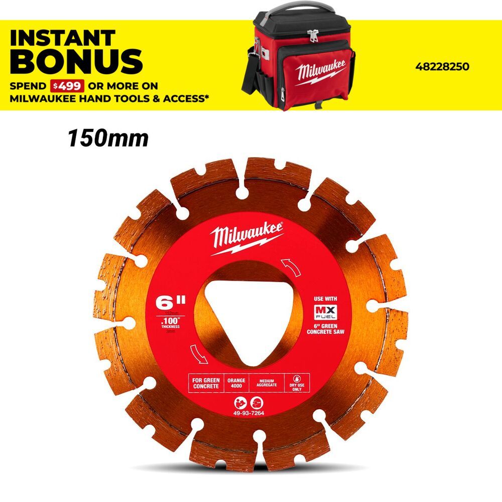 Milwaukee 49937264 150mm (6") Green Concrete Diamond Blade - Orange – image 1