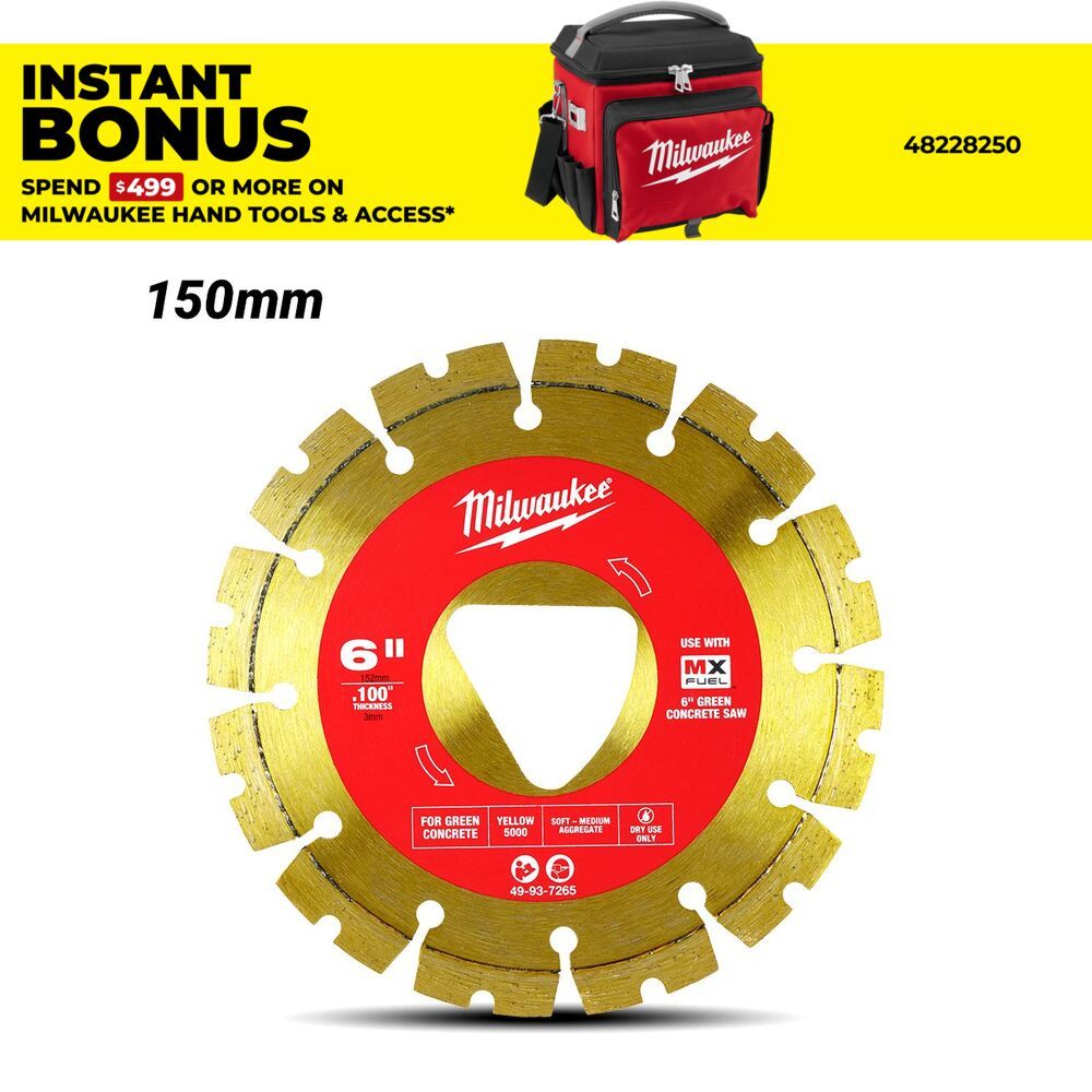 Milwaukee 49937265 150mm (6") Green Concrete Diamond Blade - Yellow – image 1