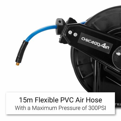 Chicago Air C15RBHR 15m 3/8" Retractable Hose Reel With PVC Flexible Air Hose – image 3