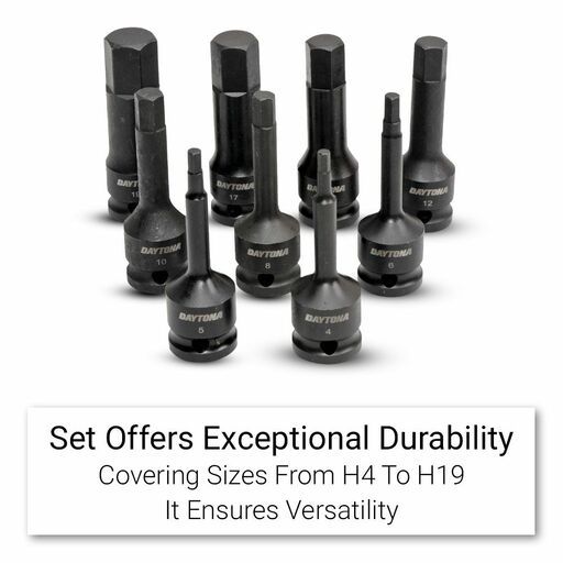 Daytona DHI912 9pce 1/2" H4-H19 Hex Impact Socket Set – image 5