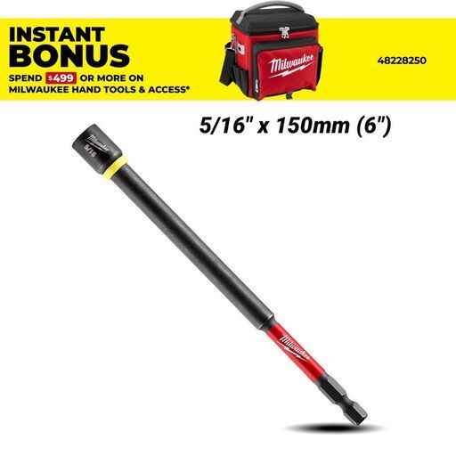 Milwaukee 49664583 5/16" x 150mm (6") Shockwave Power Bit Magnetic Nut Driver