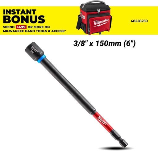 Milwaukee 49664585 3/8" x 150mm (6") Shockwave Power Bit Magnetic Nut Driver