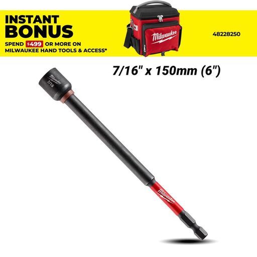 Milwaukee 49664586 7/16" x 150mm (6") Shockwave Power Bit Magnetic Nut Driver